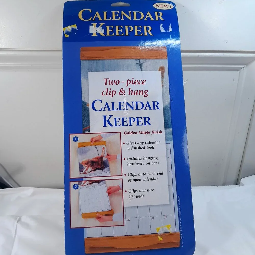 NEW CALENDAR KEEPER Walnut Creek Stationary wall‎ clip hang golden maple vintage